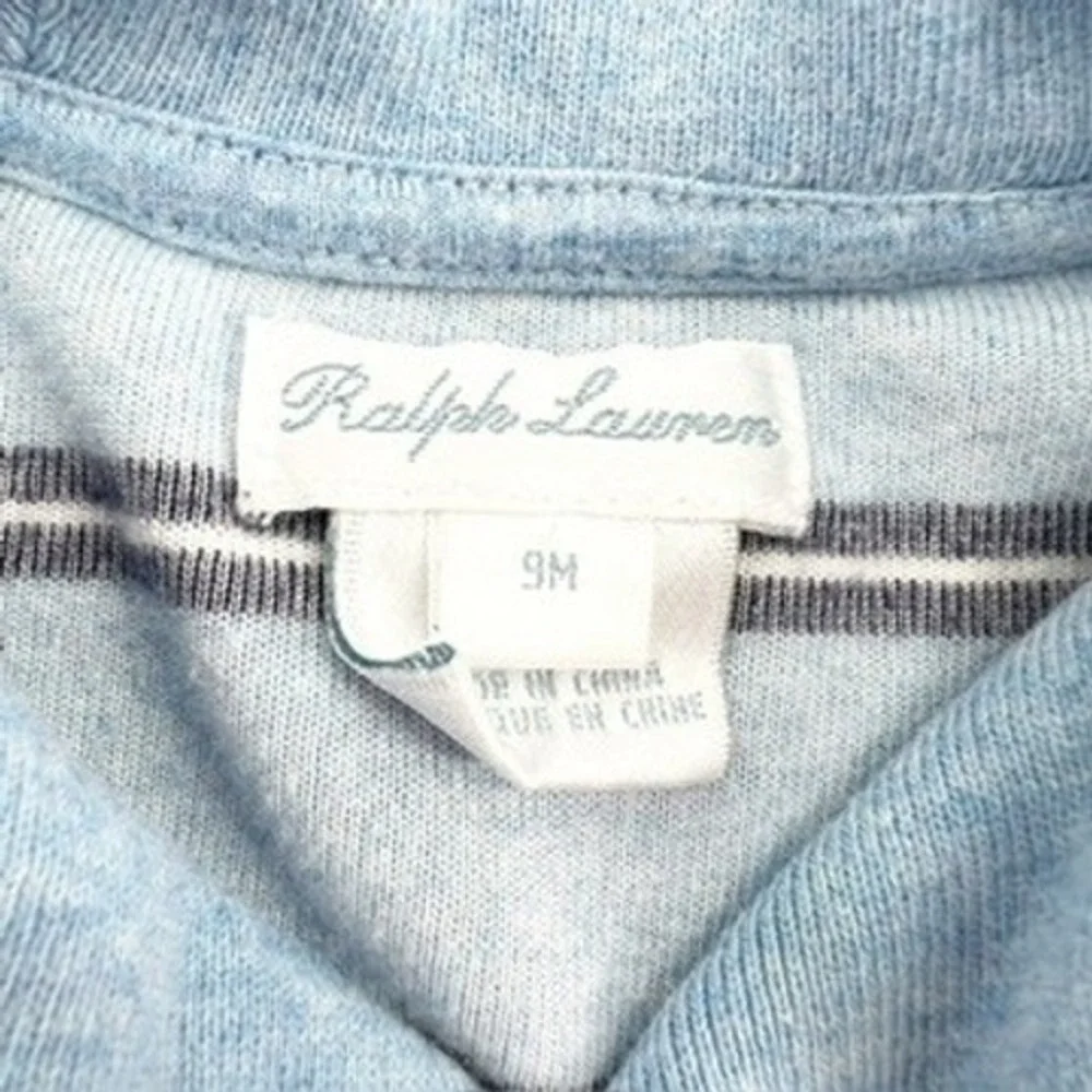 Ralph Lauren Baby Boy Blue Striped Velour Footed Romper Coverall 9 Months Shawl